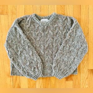 Jessica Simpson green cable knit cropped sweater size XS